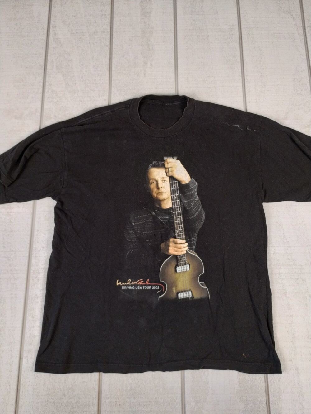 Paul McCartney Driving USA Tour 2002 Concert Graphic Tee Shirt Men XL Black Vtg